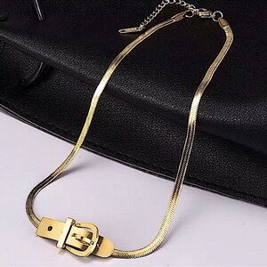 Gold 18K plated Choker Collar Buckle Snake Chain Minimalist Necklace